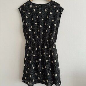 Golddigga Size 12 Black Polka Dot Lined Sleeveless Skater Dress